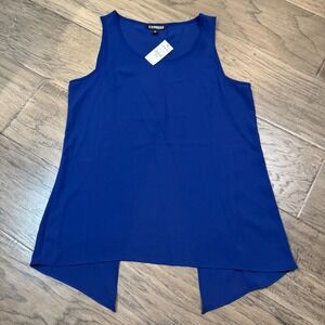 NWT Express Tank‎ Top Flowy Sleeveless Casual Blue Trapeze Hem XS